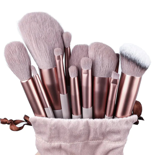 13Pcs Set de Brochas de Maquillaje Suaves y Esponjosas